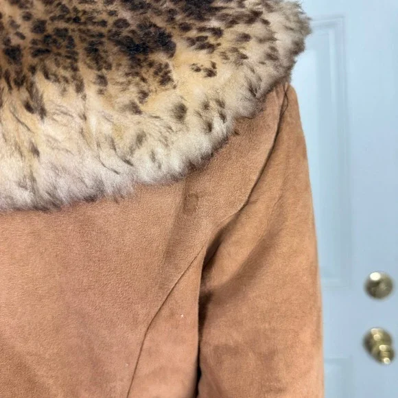 Vintage 70s Scully Penny Lane Jacket  14 Fur Suede Leather Tie Coat Y2K K3-16 - Picture 7 of 10